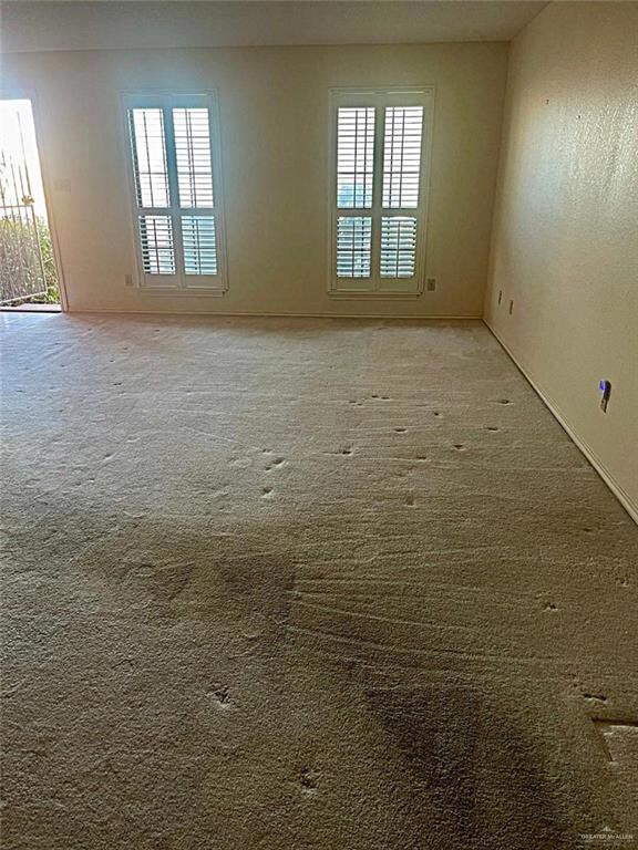 Carpeted spare room featuring a wealth of natural light