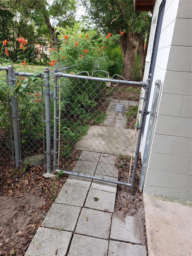 Garden entry on side of house