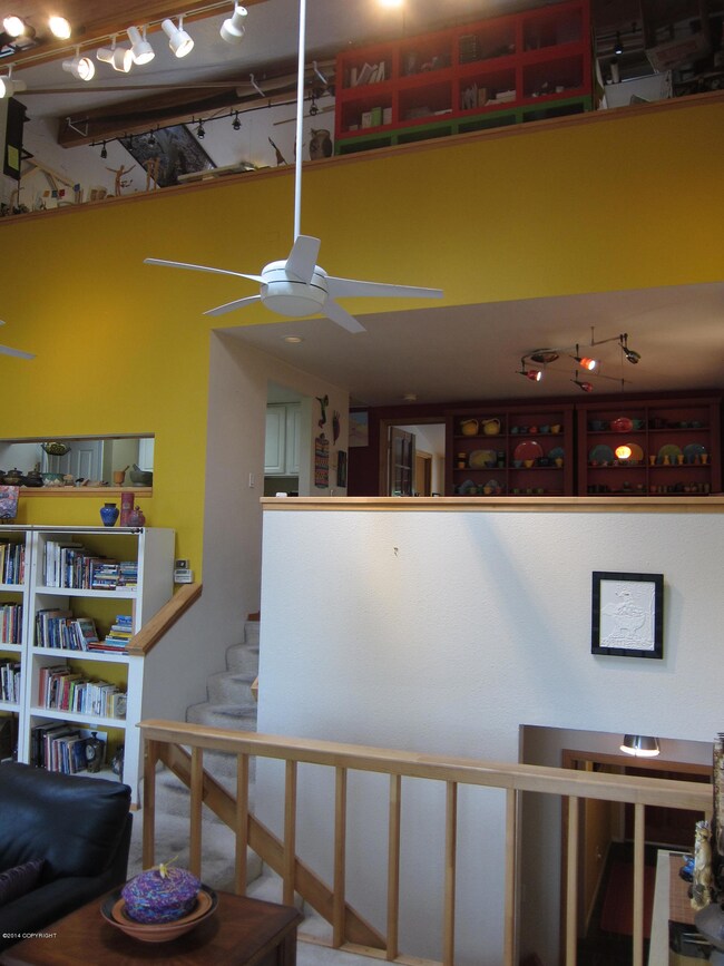 Living room, dining room and upper loft