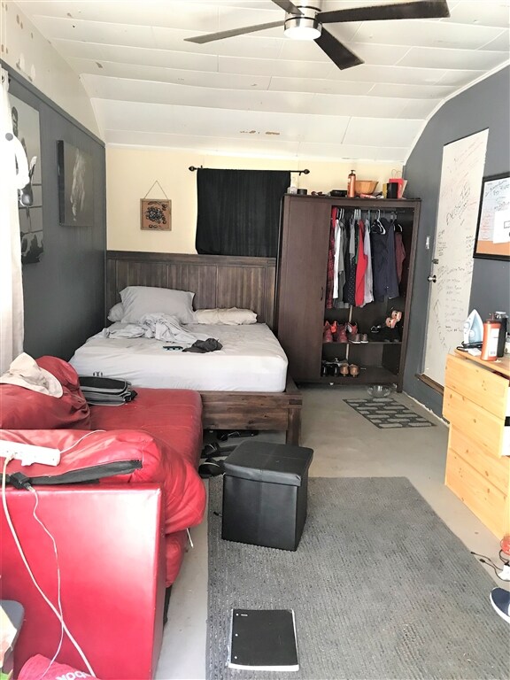 converted garage in front house