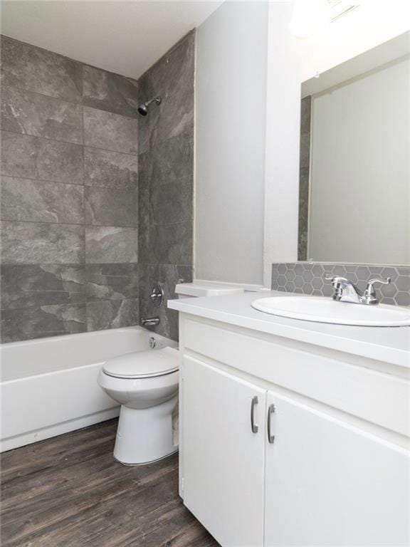 Full bath featuring vanity,  shower combination, 