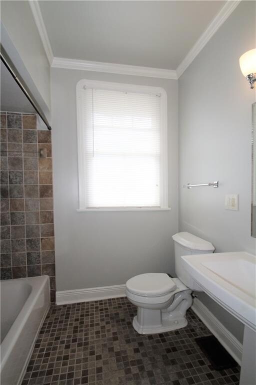 Updated bathroom with new tile and fixtures.