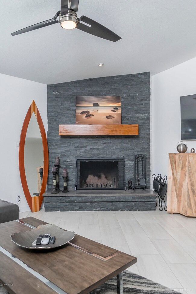 Wood burning fireplace