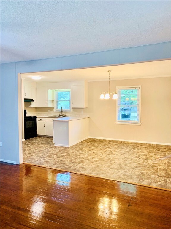 Looking from the living room into the dining area