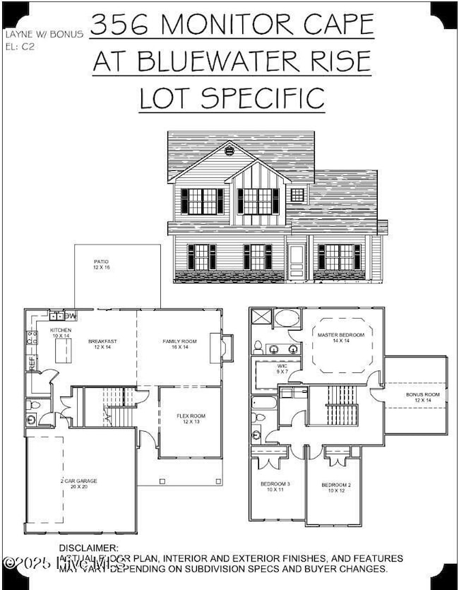 Elevation and Floor Plan Lot 356