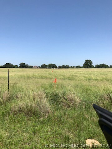 Survey stake at north fence. Property for sale is