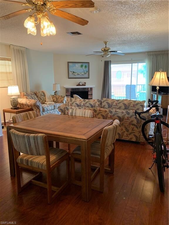 Dining area looking into living area.