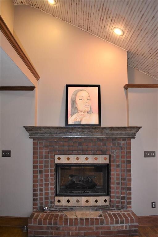 See thru fireplace in eat-in kitchen.