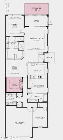 Additional highlights include: pocket doors at study, rough in plumbing for future outdoor kitchen, extended screened patio, laundry sink.