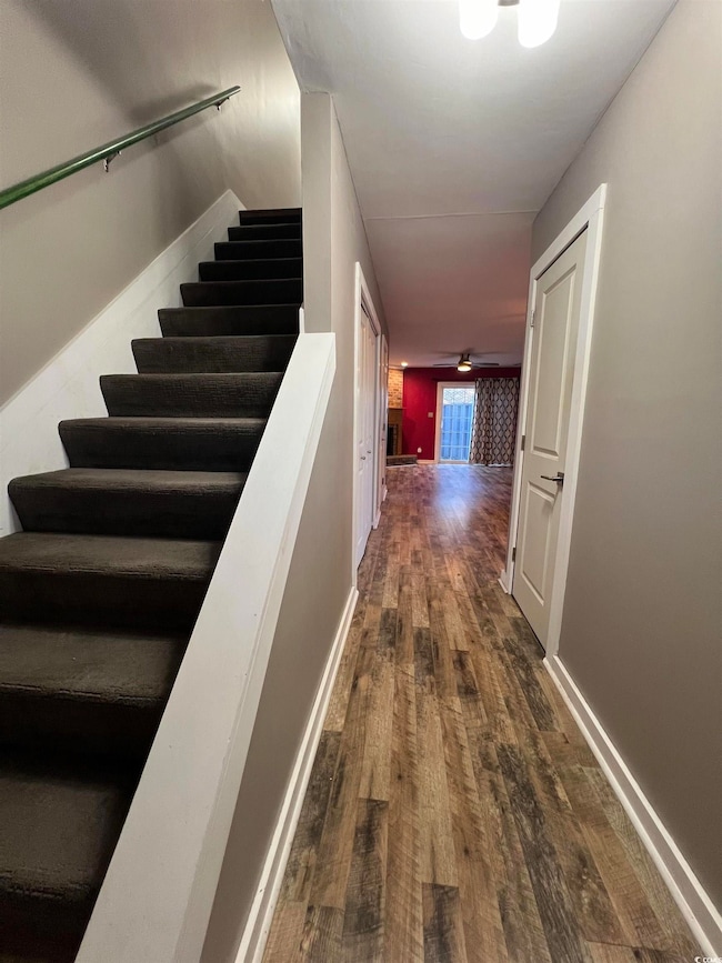 Interior space with dark wood-type flooring