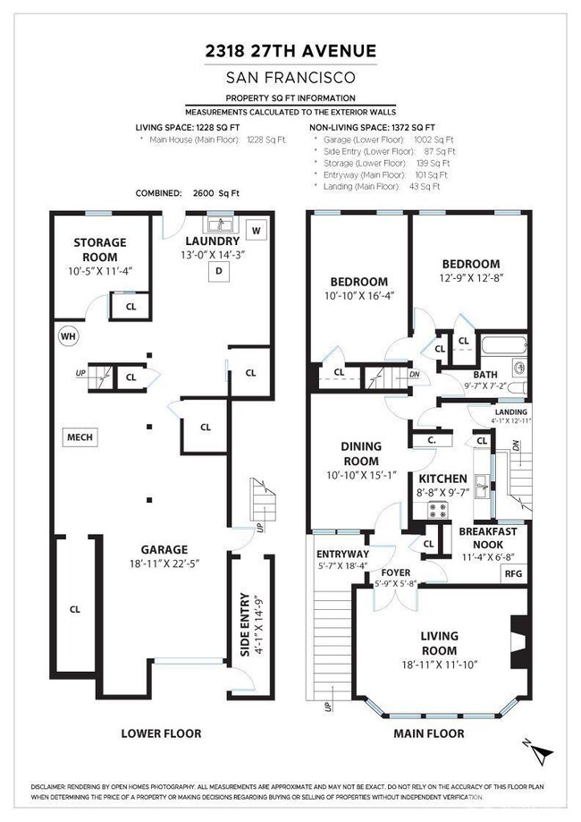 Main Level and Garage/Basement Level Floorplans