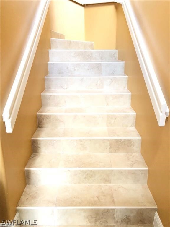 Recently tiled entry stairway