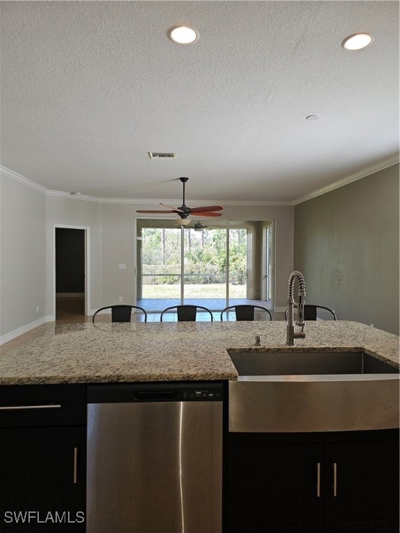 Kitchen featuring sink, dishwashing machine, ornam