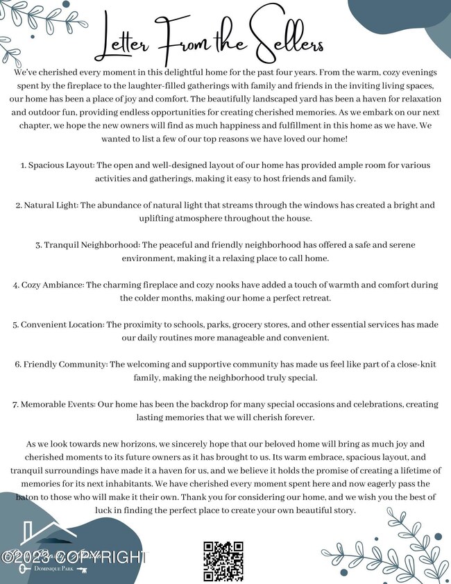 Letter from sellers