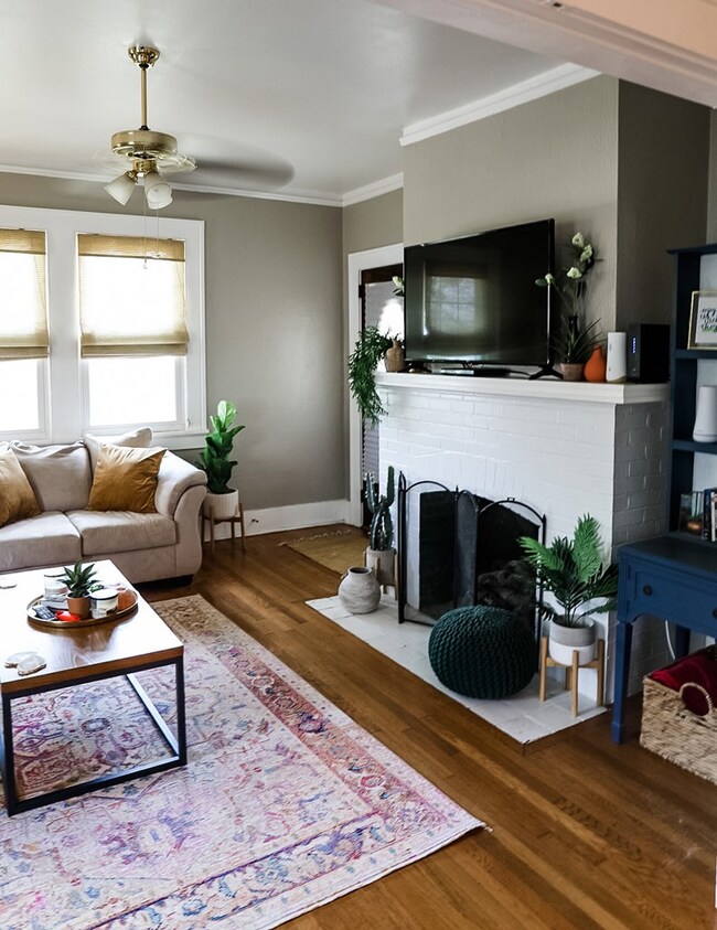 Living room with fireplace