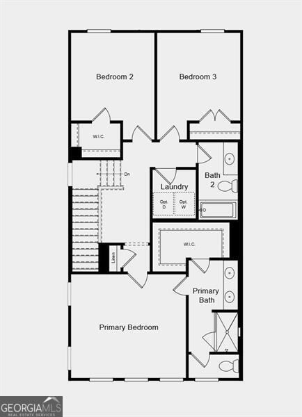 Upper Level Floor Plan - Additional highlights include: LVP stair treads and open railing staircase