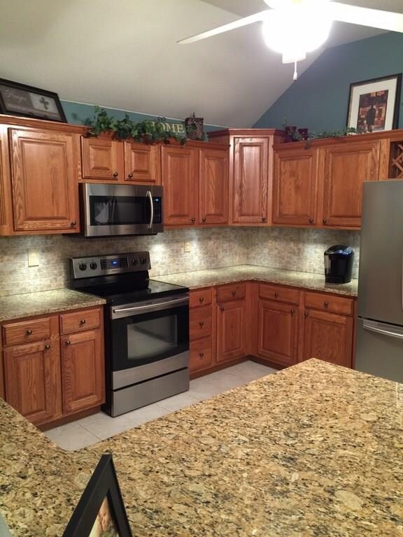 New appliances, lots of wood cabinets, great light
