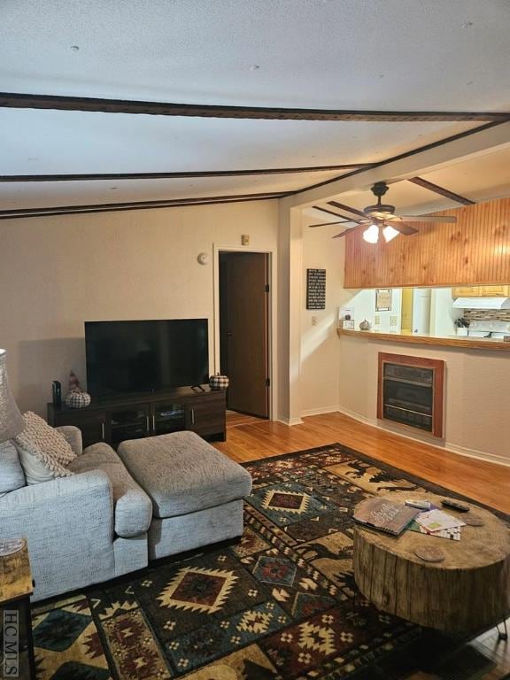 Living room view
Electric built in fireplace