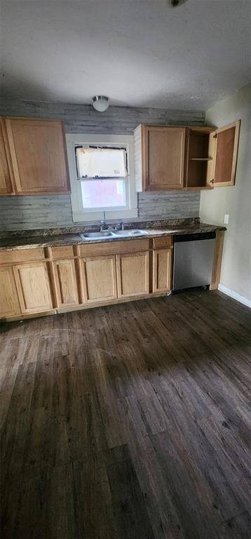 Kitchen featuring sink and dark hardwood / wood-st