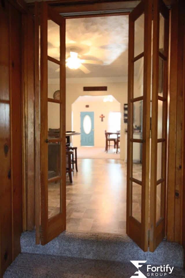 A look from the sunroom to the front door
