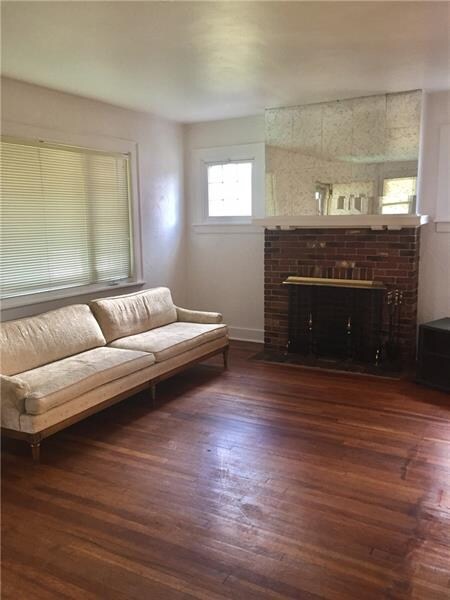Living room with hardwood floors.