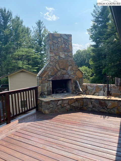 Gorgeous outdoor stone fireplace - perfect place t