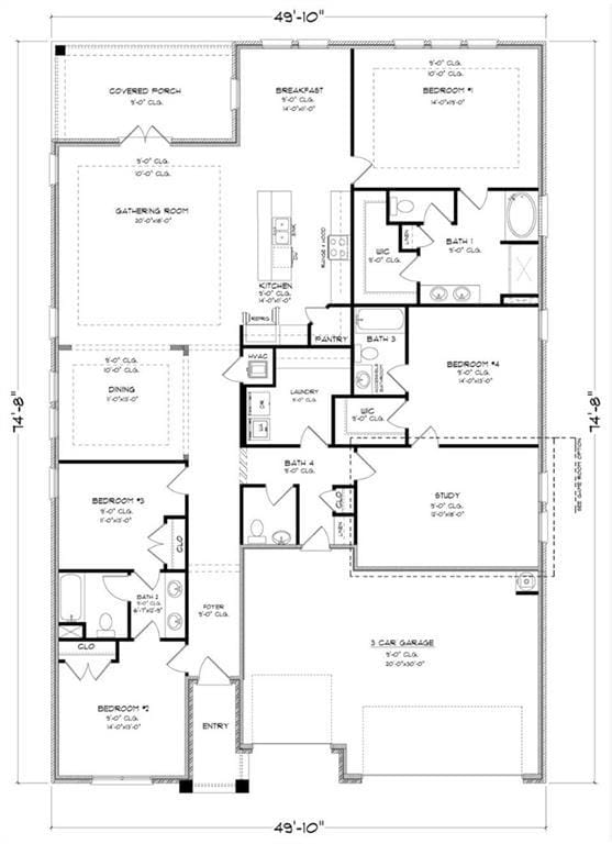The Camden D front entry floorplan.