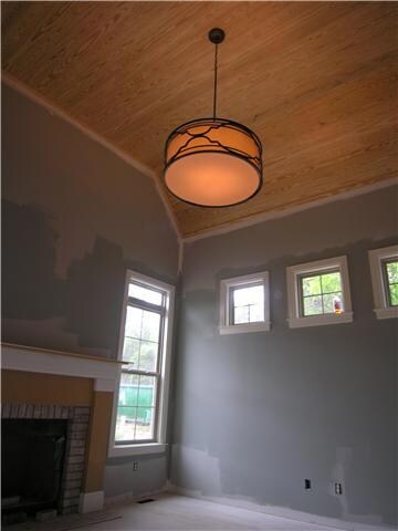 Tongue & Groove ceiling in study & cool, upgraded drum light.