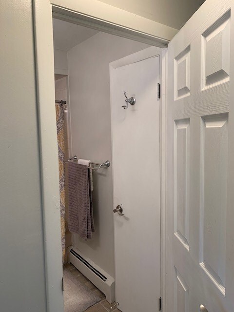 Linen closet inside bathroom