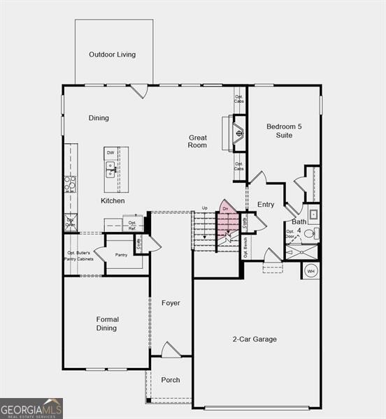 First Floor Plan - Additional highlights include: unfinished basement, and a soaking tub with a separate shower in the primary bathroom