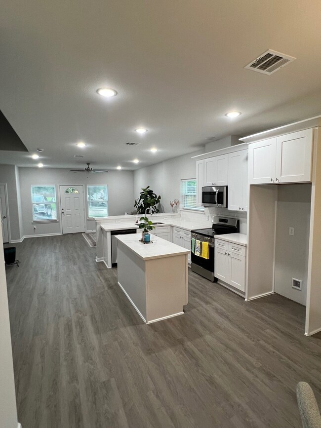 Open concept living and kitchen area