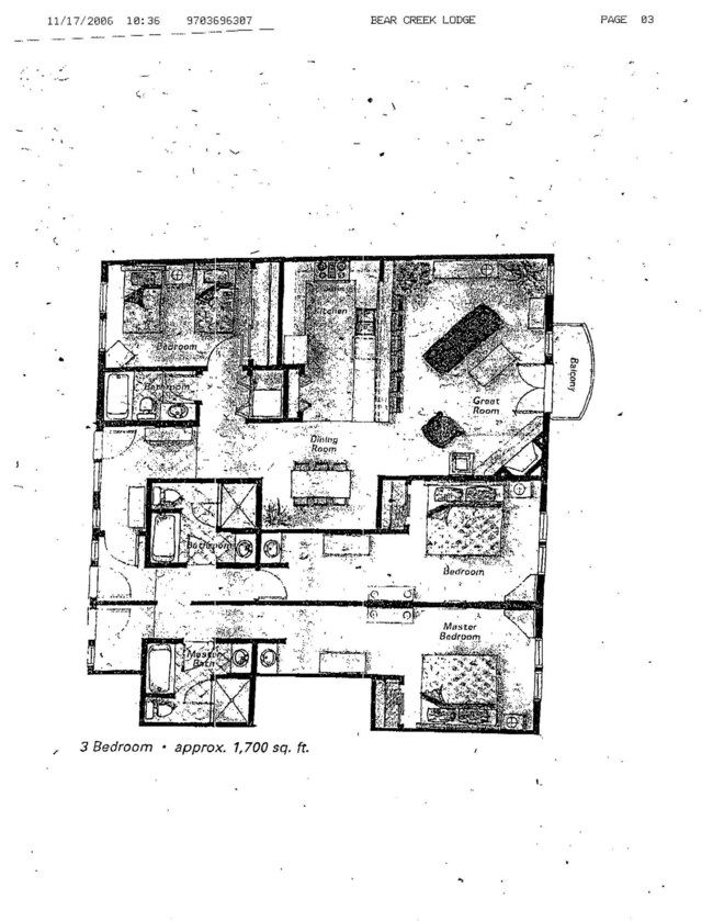 Bear Creek Lodge 3 Bedroom Layout
