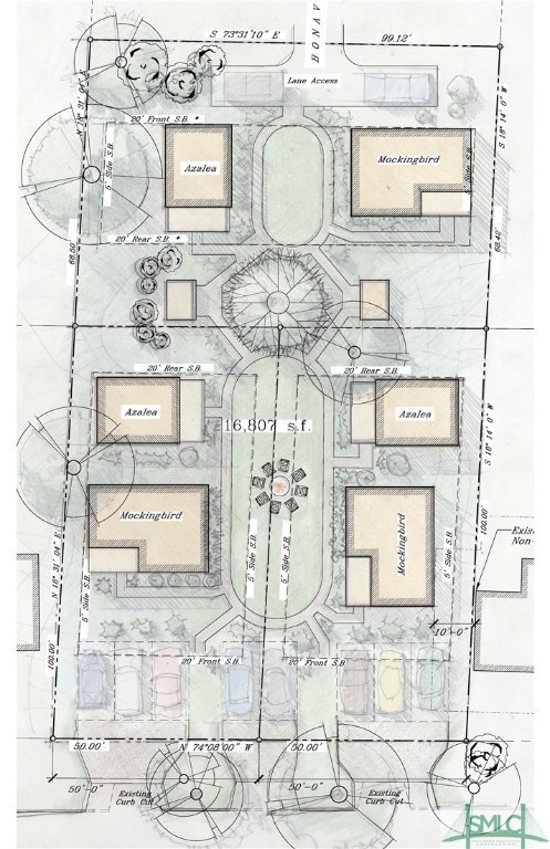 Site concept plan: 3 single family homes and 3 ADU