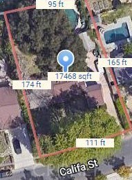 LOT DIMENSIONS 23257 Califa
111'Wide x 174'Deep x 165'Deep x 95'Rear