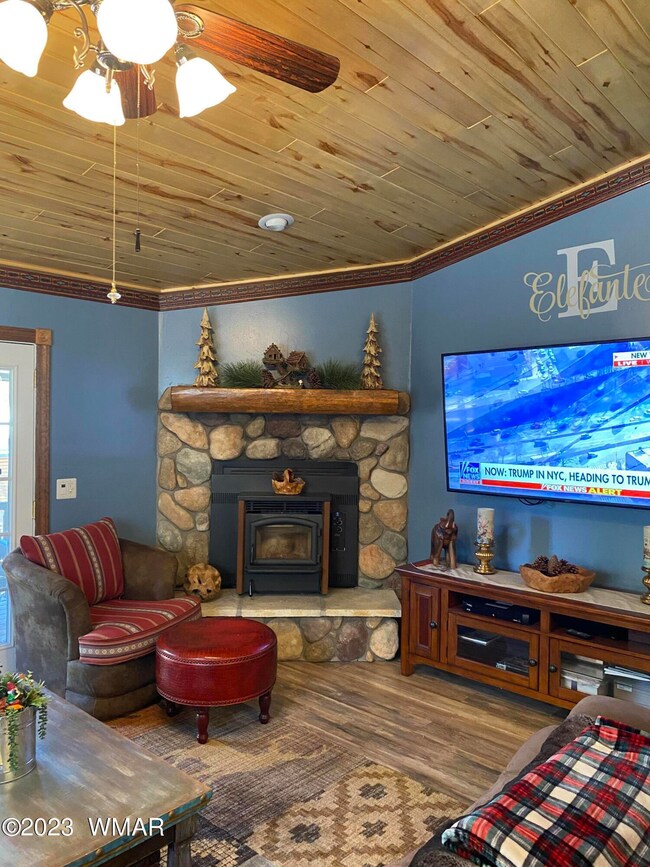 Pellet stove in living room