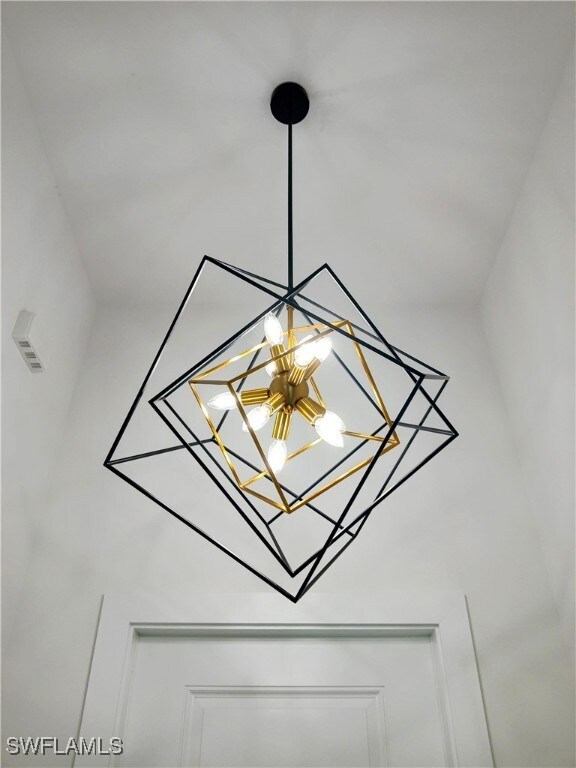 Details featuring an inviting chandelier