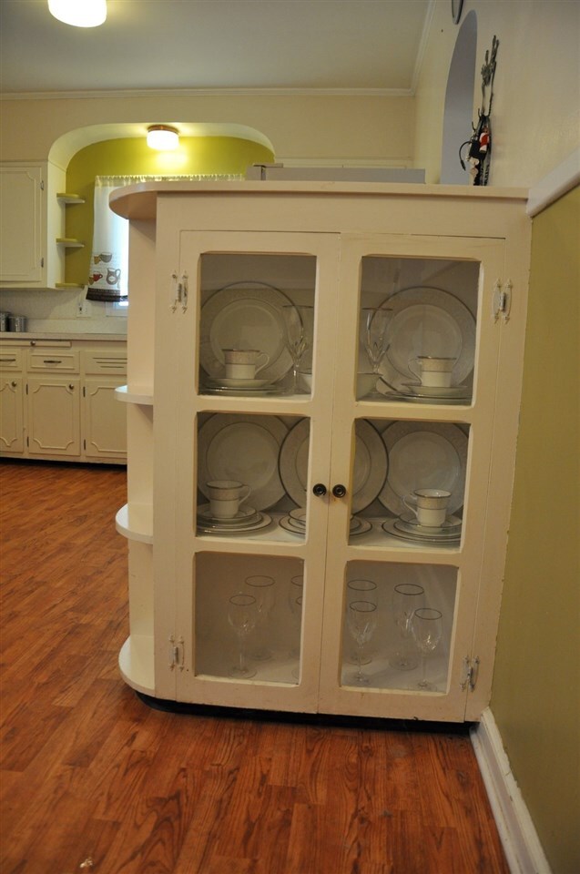 Vintage built-in shelves are great for displaying 