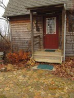 front door of cabin
