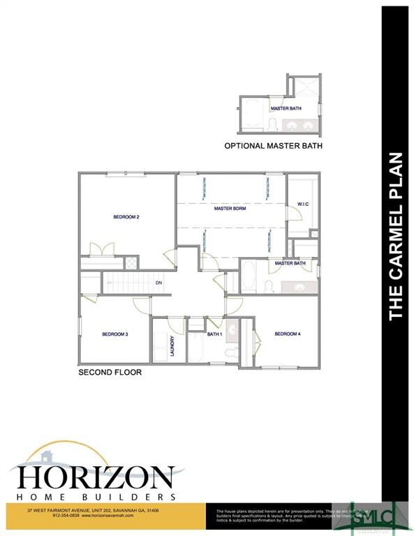 The Carmel Second Floor Plan with optional Master 