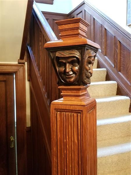 The Outstanding Hand Carved Newel Post Adds To The