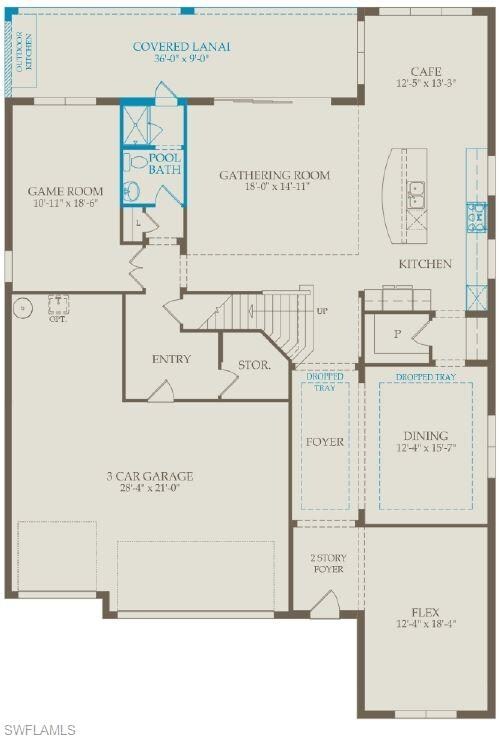 Floorplan with structural options selected.