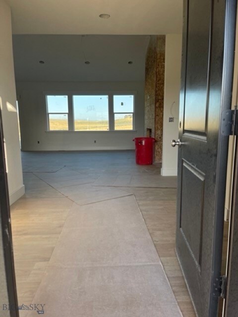Walking in front door.