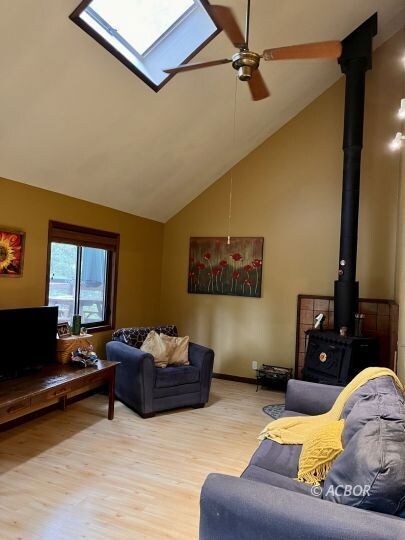 Family room with cathedral ceiling