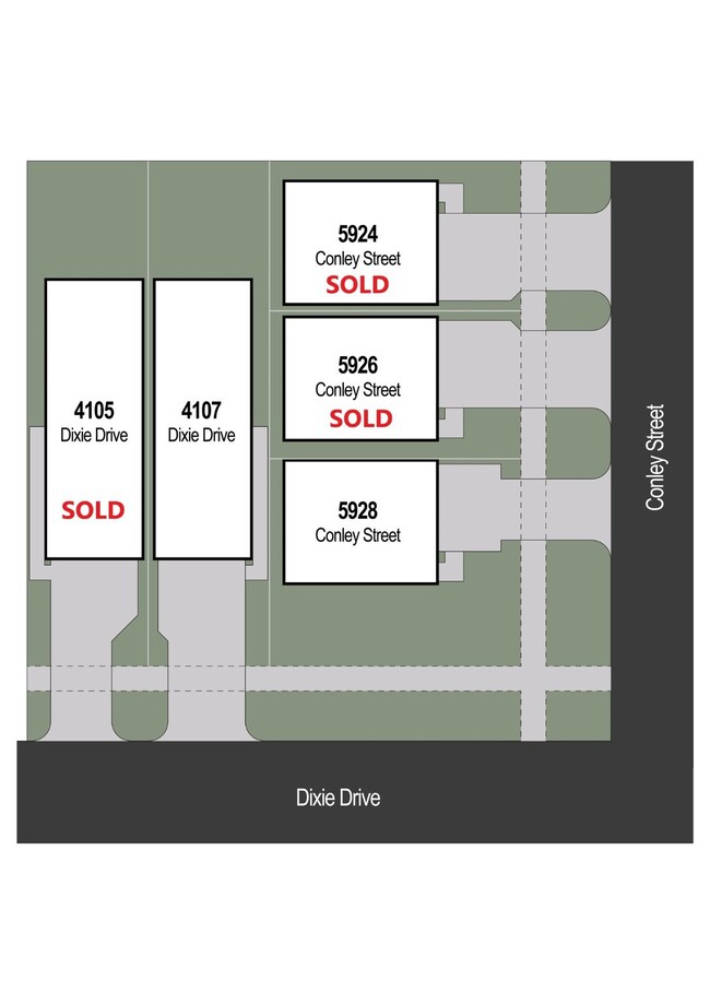 Only 2 homes left for sale.  4107 Dixie is a 2 story home while 5928 Conley is a 3 story home.