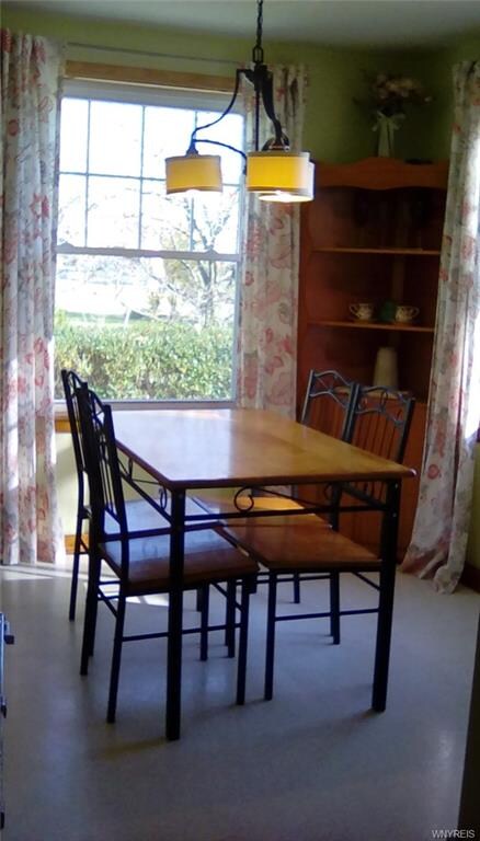 View of the eating area from the front entry