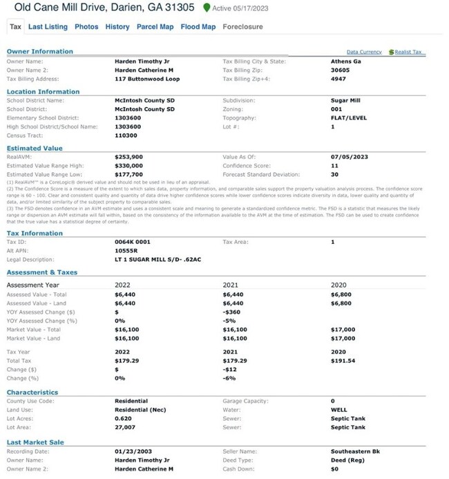 Tax Record Card