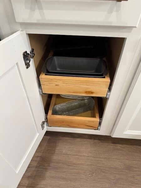 Upgraded cabinets with pull out bottom doors and soft close drawers/doors.