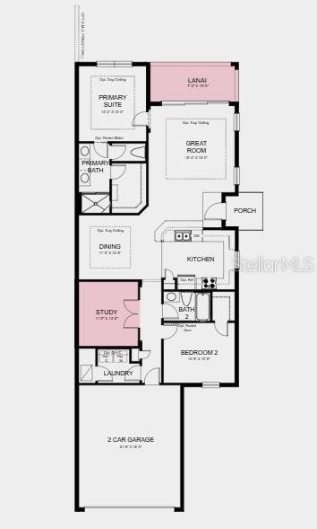 Structural options added include: tray ceiling in the great room, primary suite, dining room, and study, private study with double doors, and covered extended lanai.