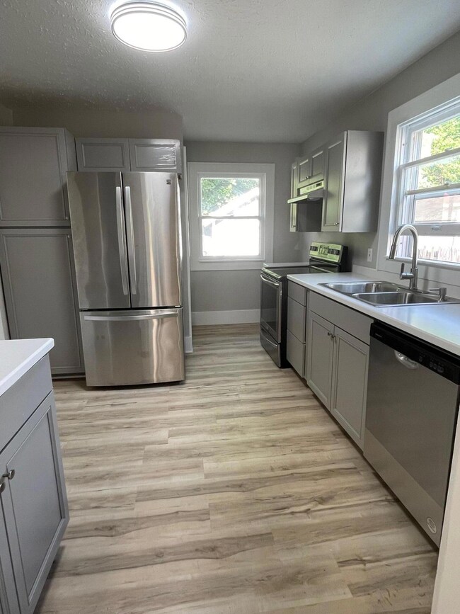 Kitchen with stainless steel appliances