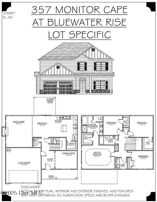 Lot 357 Elevation & Floor Plan